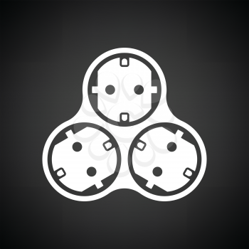 AC splitter icon. Black background with white. Vector illustration.