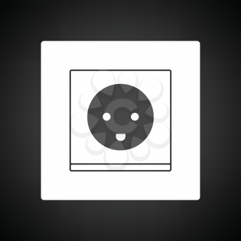 Austria electrical socket icon. Black background with white. Vector illustration.