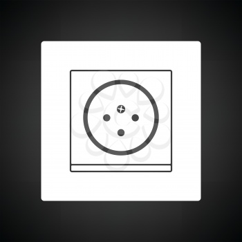 South Africa electrical socket icon. Black background with white. Vector illustration.