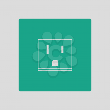 USA electrical socket icon. Gray background with green. Vector illustration.