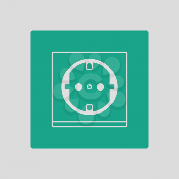 Europe electrical socket icon. Gray background with green. Vector illustration.