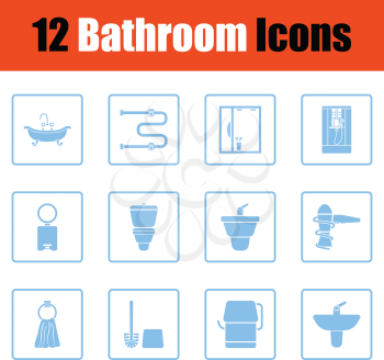 Bathroom icon set. Blue frame design. Vector illustration.