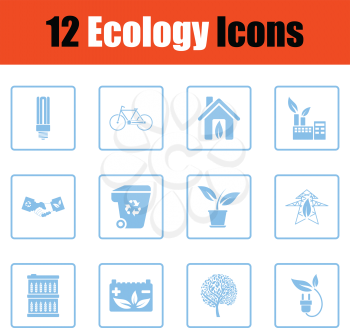 Ecology icon set. Blue frame design. Vector illustration.