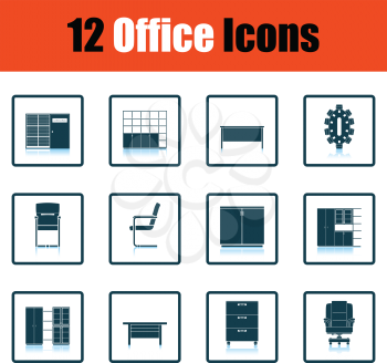 Office furniture icon set. Shadow reflection design. Vector illustration.