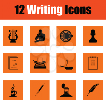Set of writing icons. Orange design. Vector illustration.