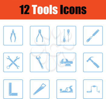 Set of tools icons. Blue frame design. Vector illustration.