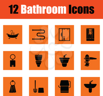 Bathroom icon set. Orange design. Vector illustration.