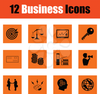 Business icon set. Orange design. Vector illustration.