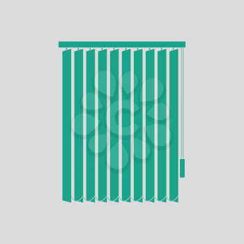 Office vertical blinds icon. Gray background with green. Vector illustration.