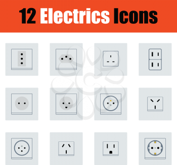 Flat design electrics icon set in ui colors. Vector illustration.