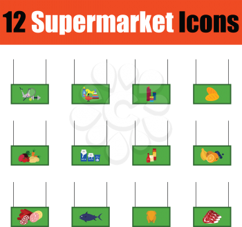 Flat design supermarket icon set in ui colors. Vector illustration.
