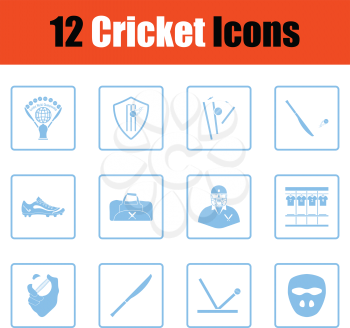 Cricket icon set. Blue frame design. Vector illustration.