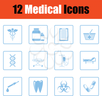 Medical icon set. Blue frame design. Vector illustration.