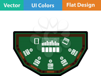 Poker table icon. Flat color design. Vector illustration.