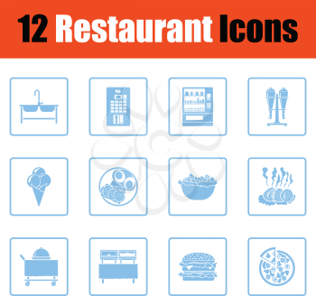 Restaurant icon set. Blue frame design. Vector illustration.