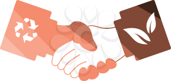 Ecological handshakes icon. Flat color design. Vector illustration.