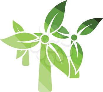 Wind mill leaves in blades icon. Flat color design. Vector illustration.