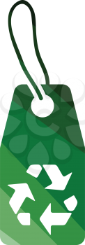 Tag and recycle sign icon. Flat color design. Vector illustration.