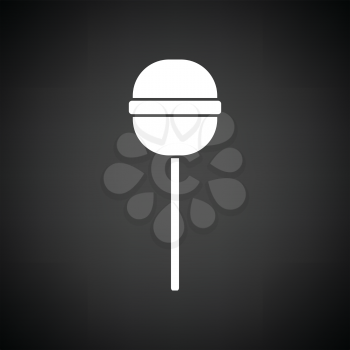 Stick candy icon. Black background with white. Vector illustration.