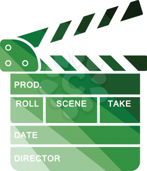 Movie clap board icon. Flat color design. Vector illustration.