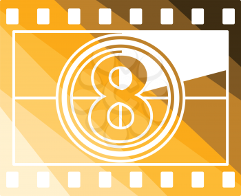 Movie frame with countdown icon. Flat color design. Vector illustration.