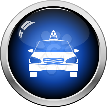 Taxi  icon front view. Glossy Button Design. Vector Illustration.