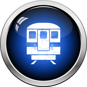 Subway train icon front view. Glossy Button Design. Vector Illustration.
