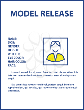 Icon of model release document. Thin line design. Vector illustration.