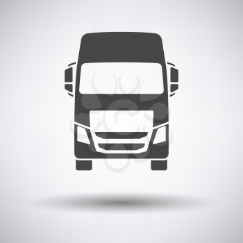 Truck icon front view on gray background, round shadow. Vector illustration.