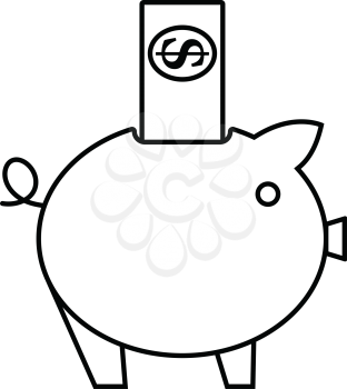 Piggy Bank Icon. Thin line design. Vector illustration.