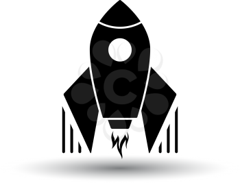 Startup Rocket Icon. Black on White Background With Shadow. Vector Illustration.