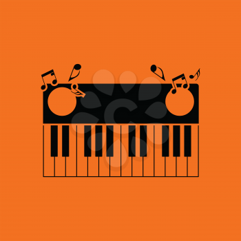 Piano keyboard icon. Orange background with black. Vector illustration.