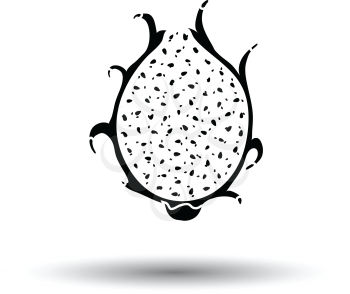 Icon of Dragon fruit. White background with shadow design. Vector illustration.