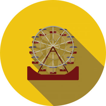 Ferris wheel icon. Flat color design. Vector illustration.