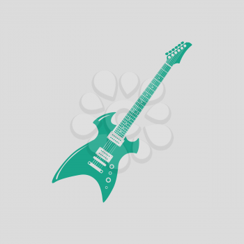 Electric guitar icon. Gray background with green. Vector illustration.