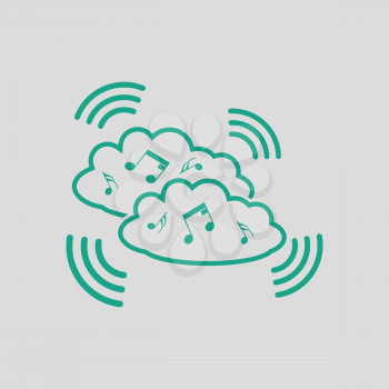 Music cloud icon. Gray background with green. Vector illustration.