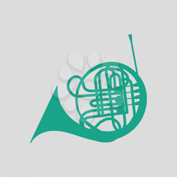 Horn icon. Gray background with green. Vector illustration.
