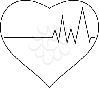 Icon of Heart with cardio diagram. Thin line design. Vector illustration.