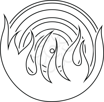 Flame vinyl icon. Thin line design. Vector illustration.