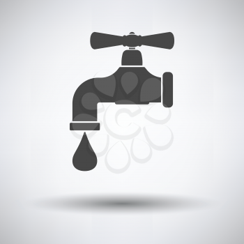 Icon of  pipe with valve on gray background, round shadow. Vector illustration.