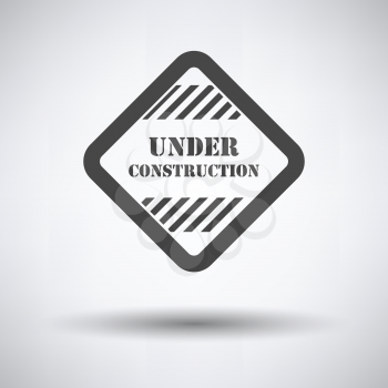 Icon of Under construction on gray background, round shadow. Vector illustration.