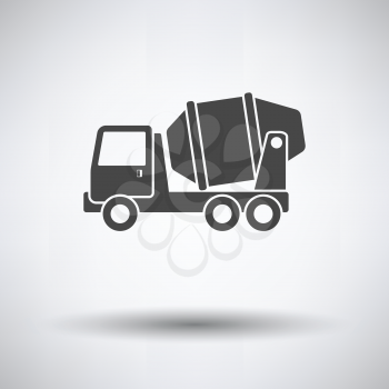 Icon of Concrete mixer truck  on gray background, round shadow. Vector illustration.