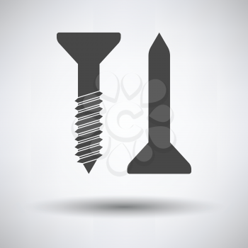 Icon of screw and nail on gray background, round shadow. Vector illustration.