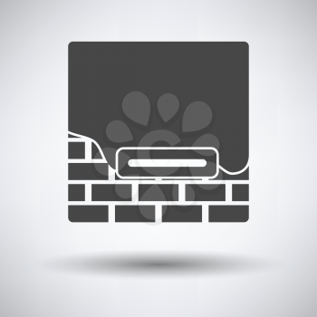 Icon of plastered brick wall  on gray background, round shadow. Vector illustration.