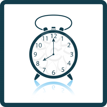 Alarm clock icon. Shadow reflection design. Vector illustration.