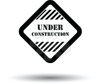 Icon of Under construction. White background with shadow design. Vector illustration.