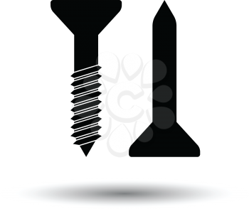 Icon of screw and nail. White background with shadow design. Vector illustration.