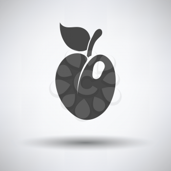 Icon of Plum  on gray background, round shadow. Vector illustration.