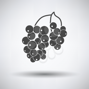 Icon of Black currant on gray background, round shadow. Vector illustration.