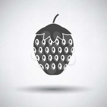 Icon of Strawberry on gray background, round shadow. Vector illustration.